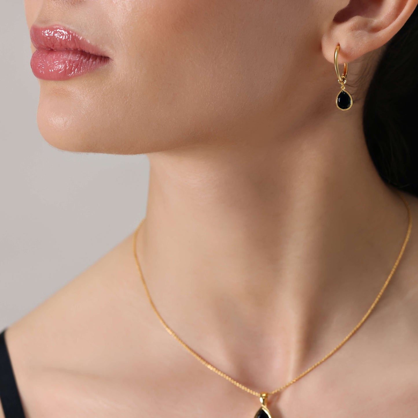 Bella Black Onyx Huggie Earrings
