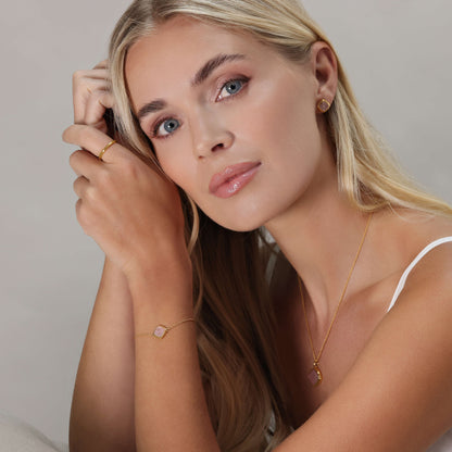Reya Rose Quartz Stud Earrings