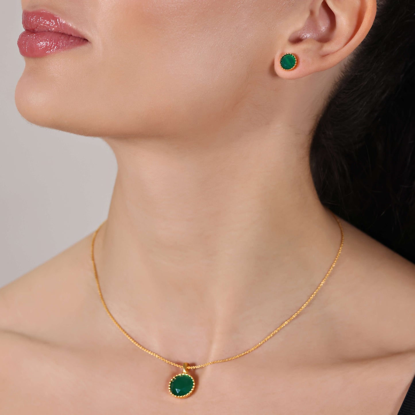 Gaia Green Onyx Stud Earrings