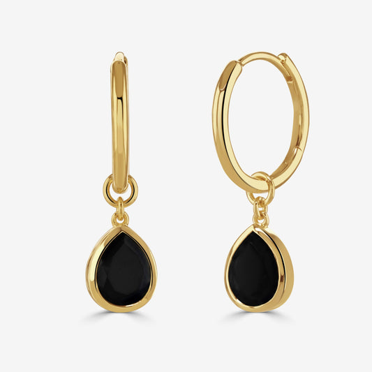 Bella Black Onyx Huggie Earrings